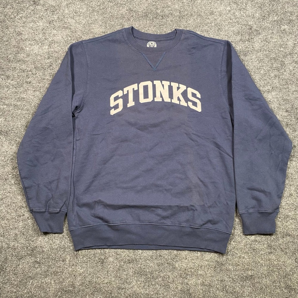 Shithead Steve Stonks Meme Graphic Crewneck Sweatshirt Blue Mens Medium M